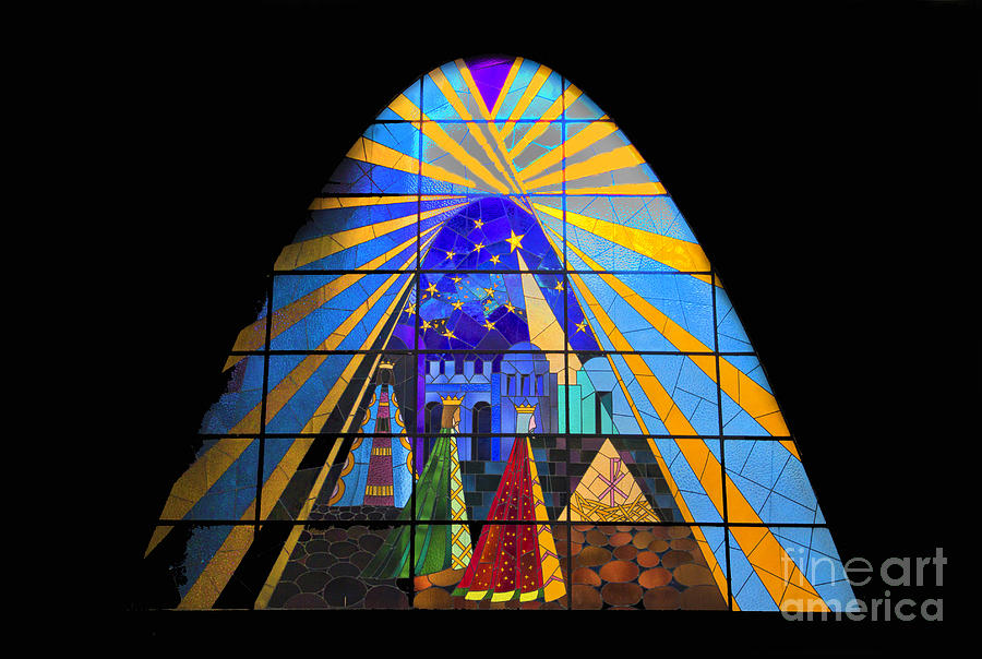 The Magi in Stained Glass - Giron Ecuador Photograph by Al Bourassa