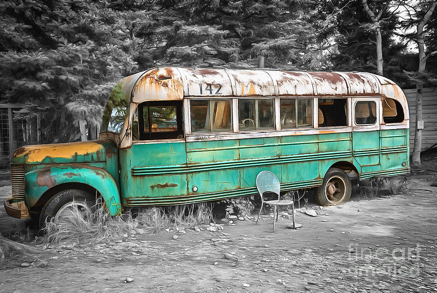 Into The Wild Digital Art - The Magic Bus from Into the Wild by Eva Lechner