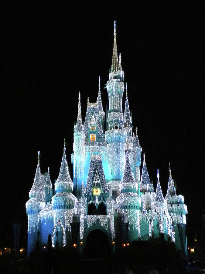 Castle Photograph - The Magic Kingdom Castle in Frosty Light Blue Walt Disney World MP by Thomas Woolworth