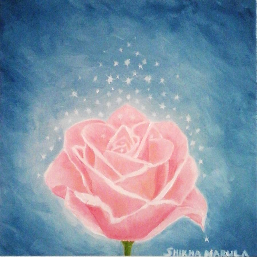 Nature Painting - The Magical Pink Rose by Shikha Narula