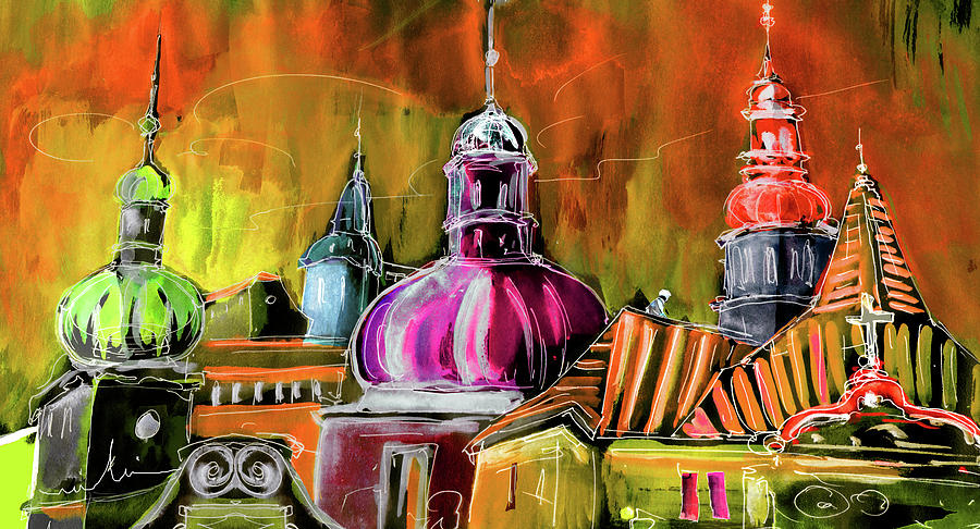 The Magical Rooftops of Prague 01 Painting by Miki De Goodaboom