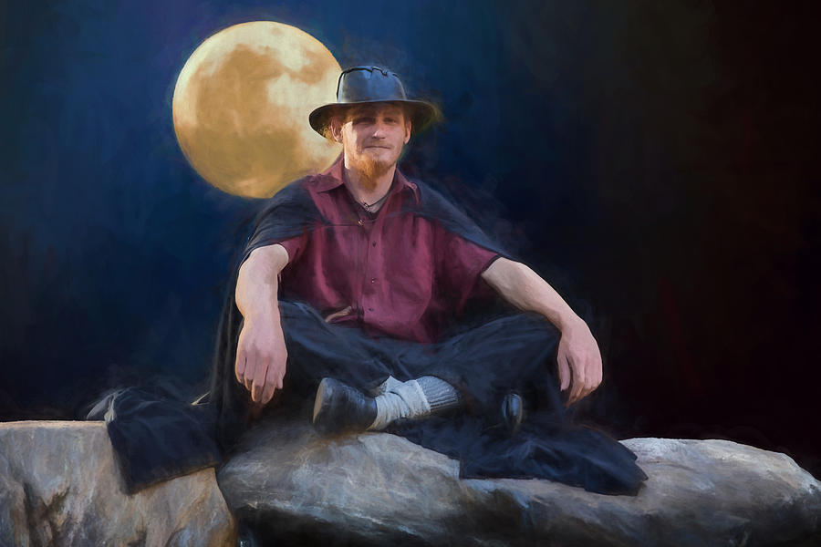 The Man and the Moon Digital Art by John Haldane