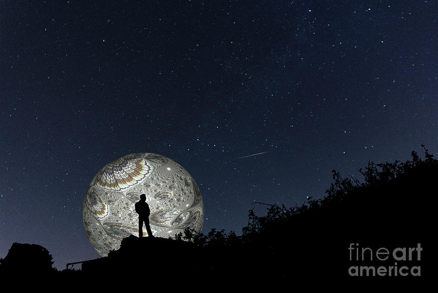 The Man In The Fractal Moon Photograph by Steve Purnell