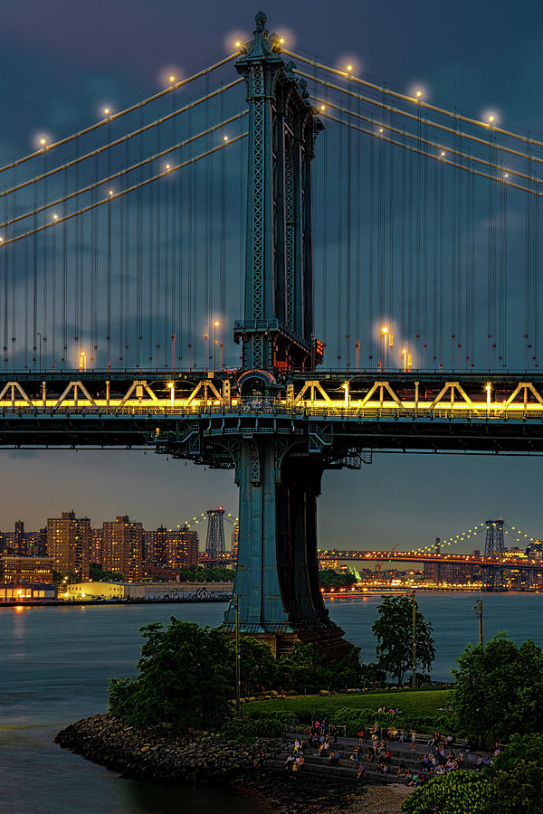 The Manhattan Bridge During Blue Hour Photograph by Chris Lord