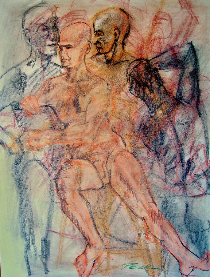 Male Nudes Painting - The Many Aspects Of One by Charles Peck