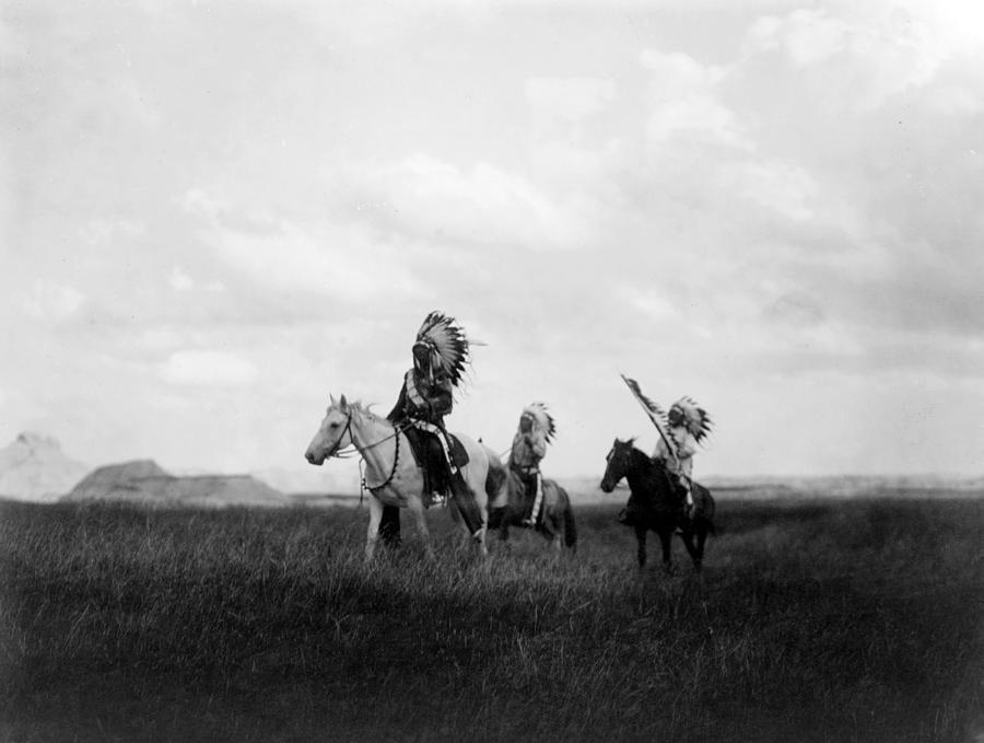 1900s Photograph - The March Of The Sioux, Three Sioux by Everett