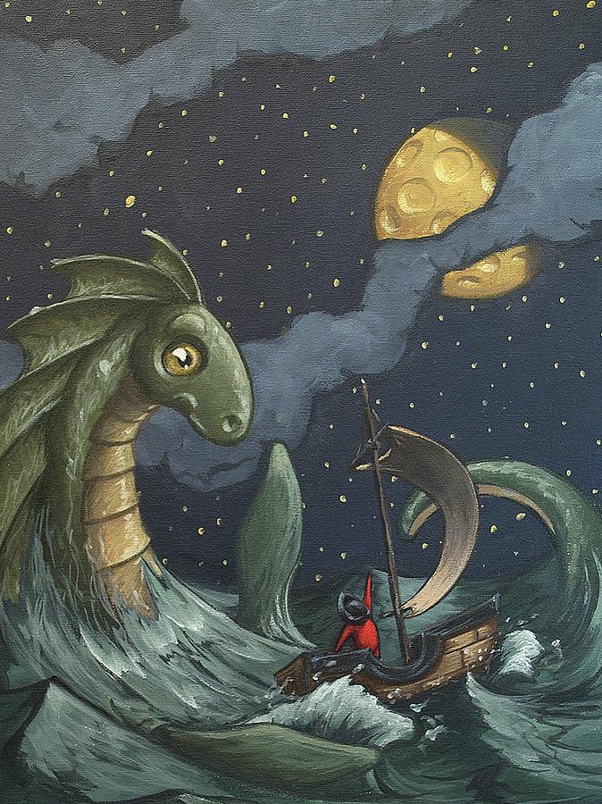 The Mariner and the Sea Monster Painting by Bradley Stivers