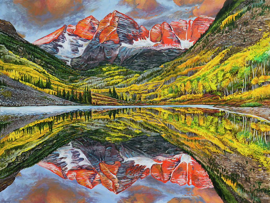 The Maroon Bells  Painting by Aaron Spong