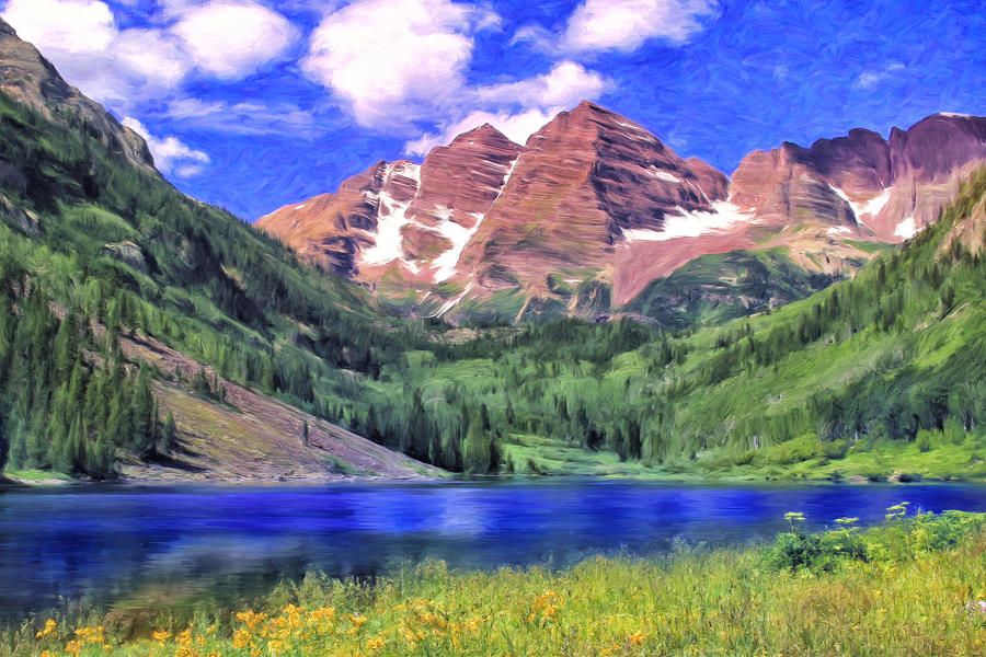 The Maroon Bells Painting by Dominic Piperata