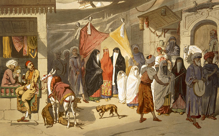 Dog Painting - The Marriage of an Arab in Cairo by French School