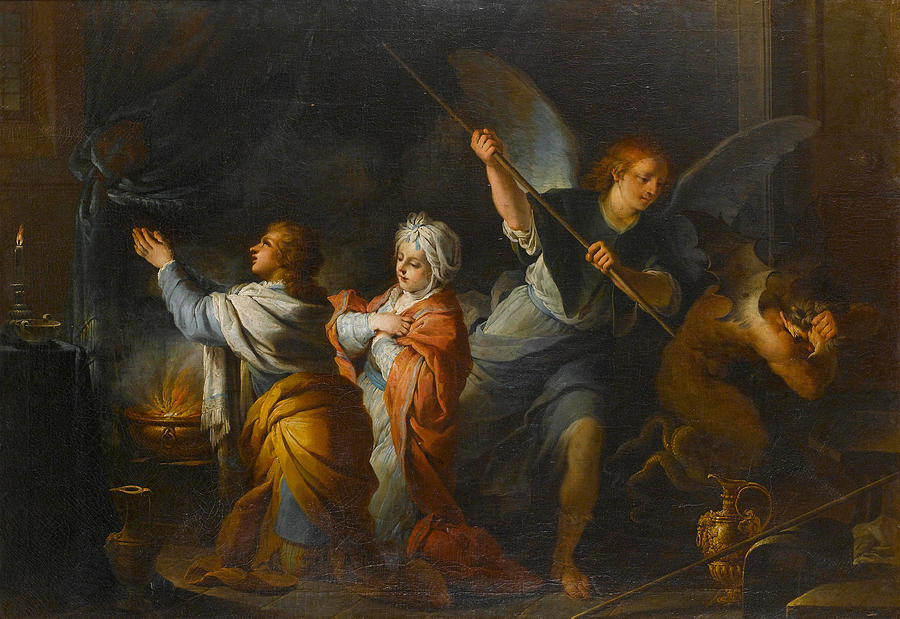 The Marriage of Sarah and Tobias Painting by Charles-Andre van Loo