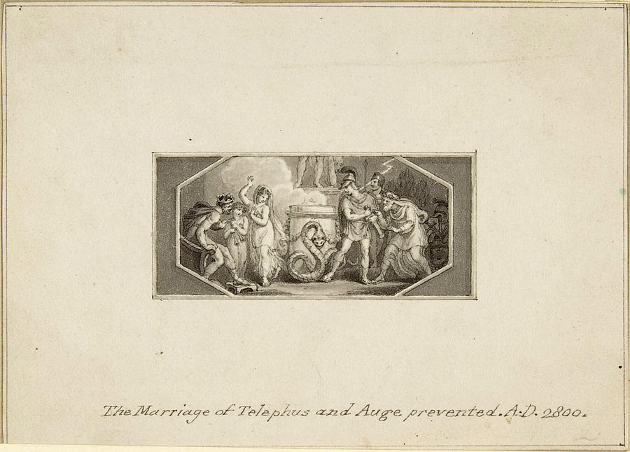The Marriage of Telephus and Auge prevented Drawing by Edward Francis Burney