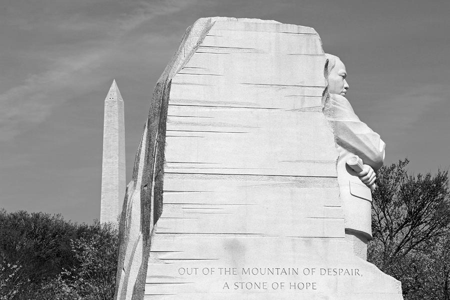 The Martin Luther King Memorial And Washington Monument -- 2 Photograph by Cora Wandel