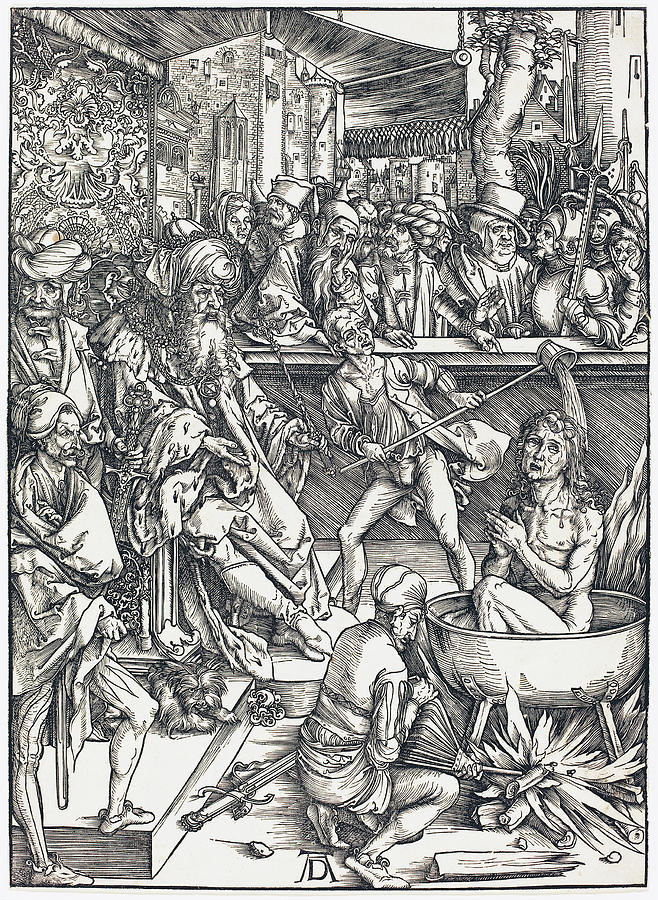 The Martyrdom of Saint John Drawing by Albrecht Durer