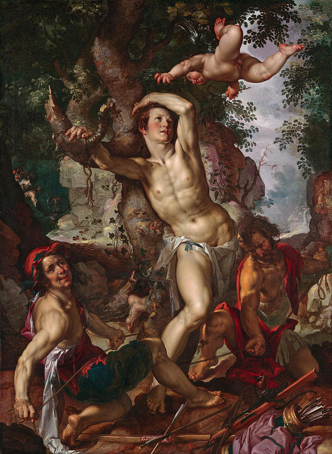 Famous Paintings Painting - The Martyrdom of Saint Sebastian by Joachim Wtewael
