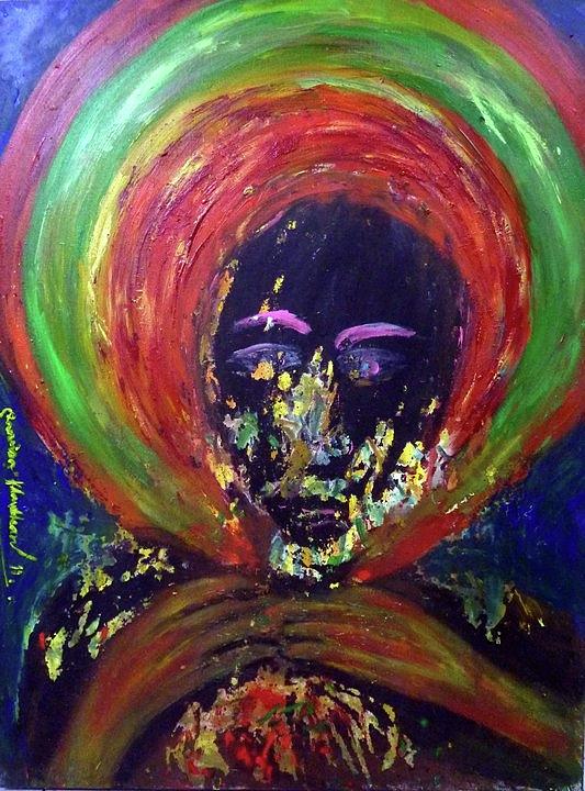 The mask of the art number 4 Painting by Wanvisa Klawklean