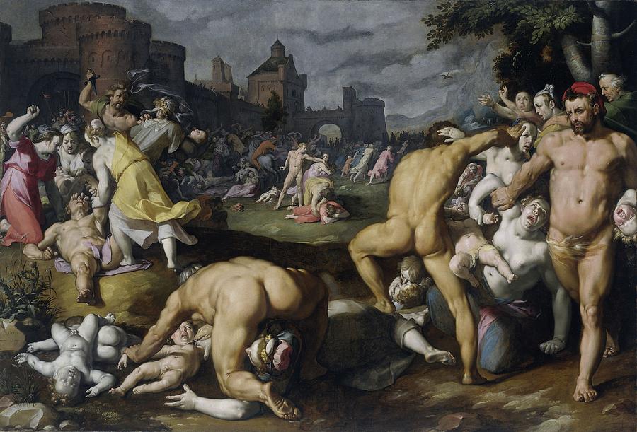 The Massacre of the Innocents, 1590 Painting by Vincent Monozlay