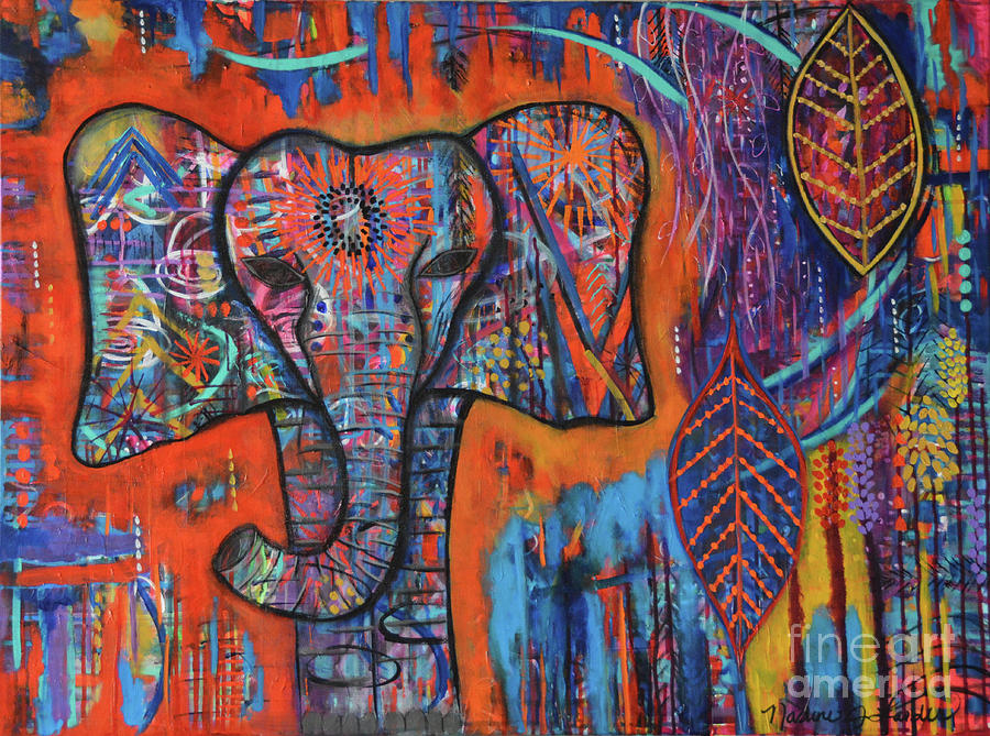 Elephant Painting - The Matriarch  by Nadine Larder