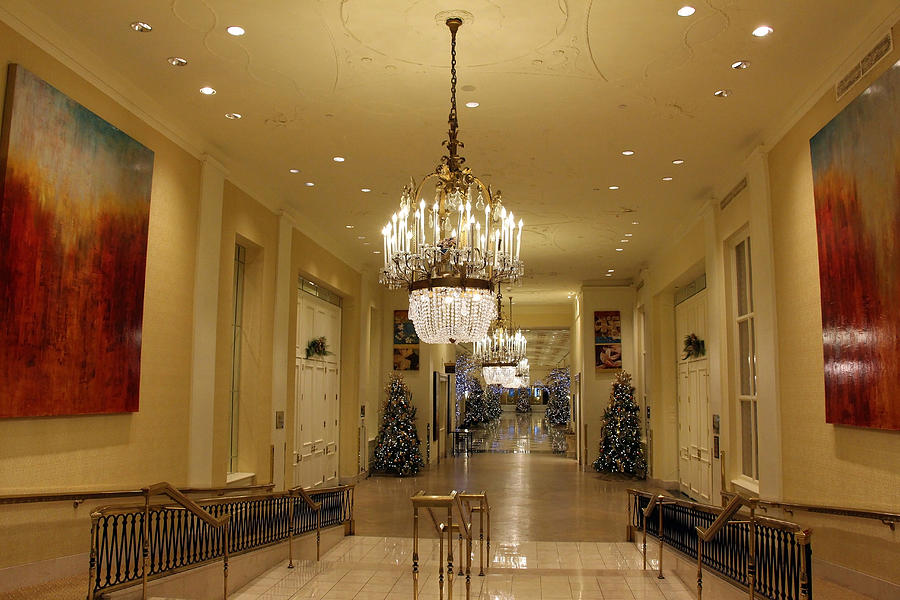 The Mayflower Hotels Grand Hallway At Christmas Photograph by Cora Wandel