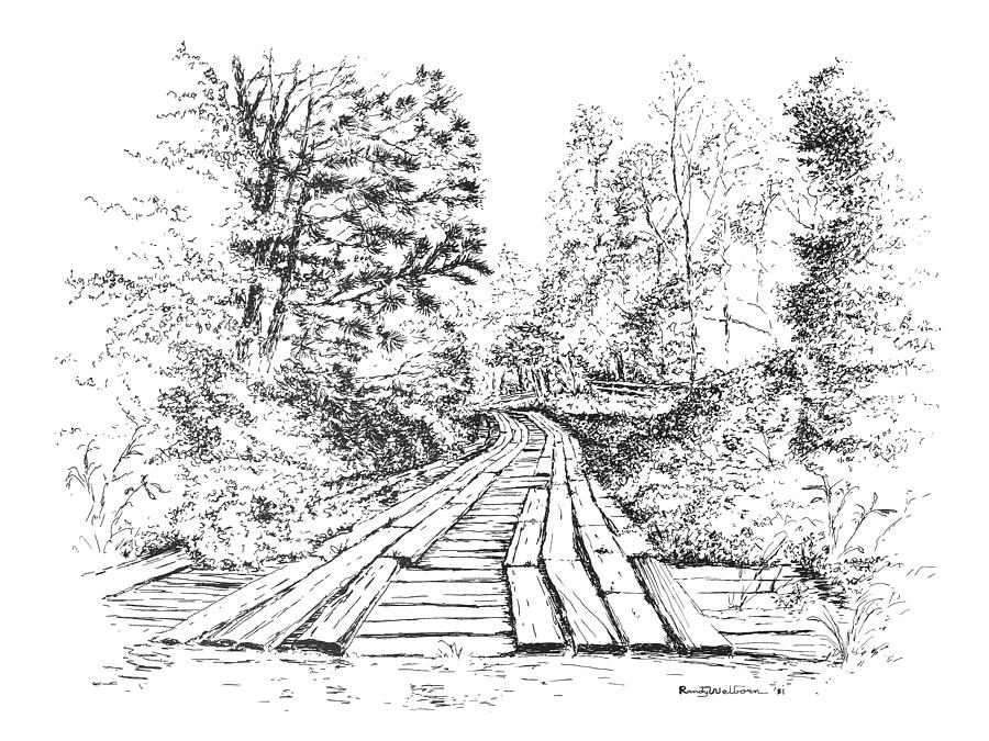 The McNeely Bridge Drawing by Randy Welborn