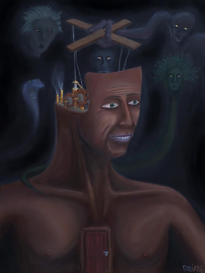 Surrealism Painting - The Mechanical Man by Brian Nunes Surrealism Painting - The Mechanical Man by Brian Nunes