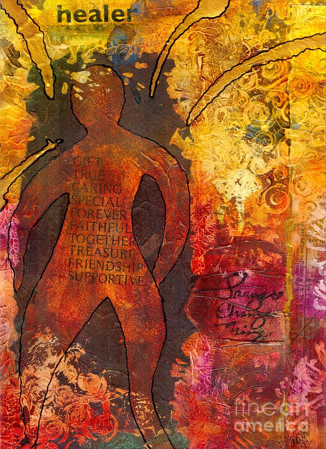 Abstract Mixed Media - The Medicine Man by Angela L Walker