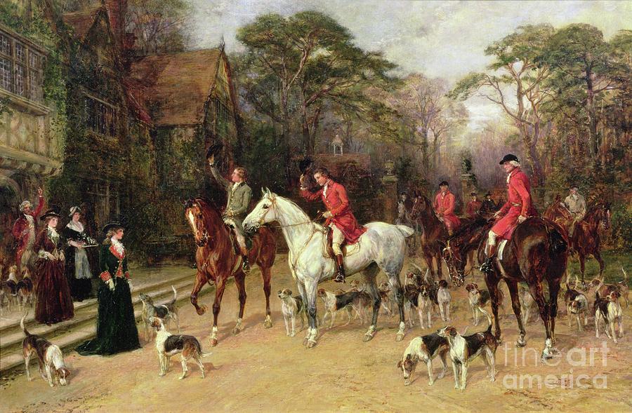 Horse Painting - The Meet at the Manor House by Heywood Hardy