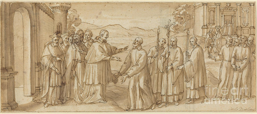 The Meeting Of San Carlo Borromeo And San Filippo Neri Drawing by ...