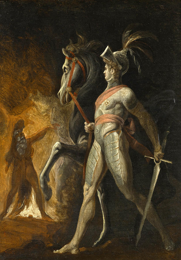 The Meeting Of Sir Huon Of Bordeaux And Scherasmin In The Libanon Cave from Wielands Oberon Painting by Henry Fuseli