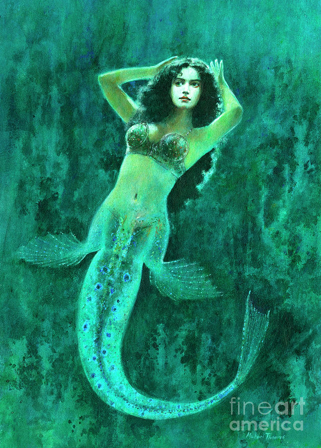 Mermaid Painting - The Mermaid by Michael Thomas