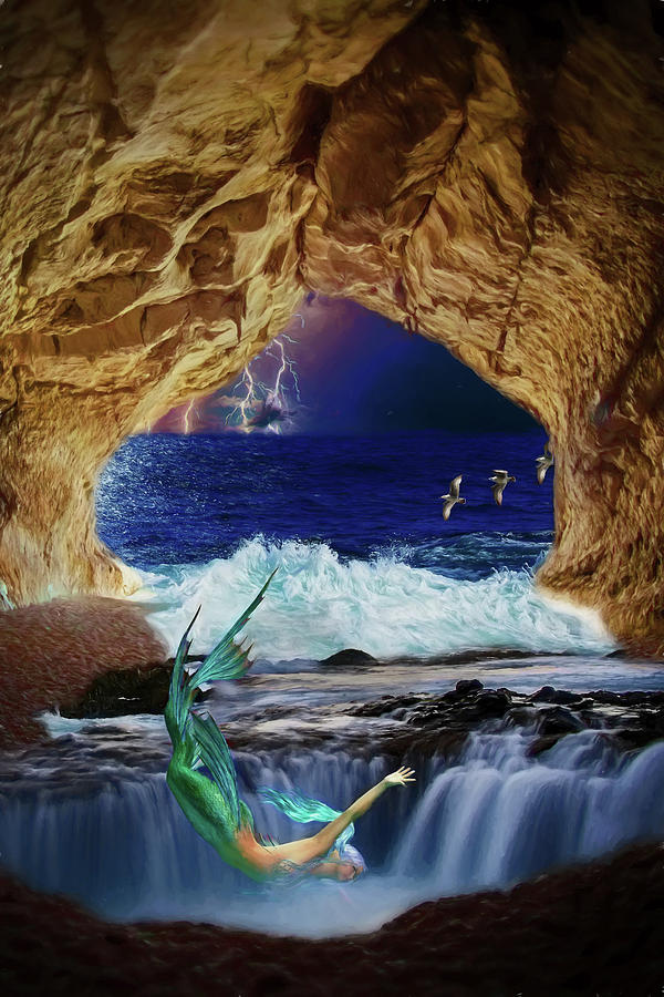 The Mermaids Secret Lair Digital Art by John Haldane