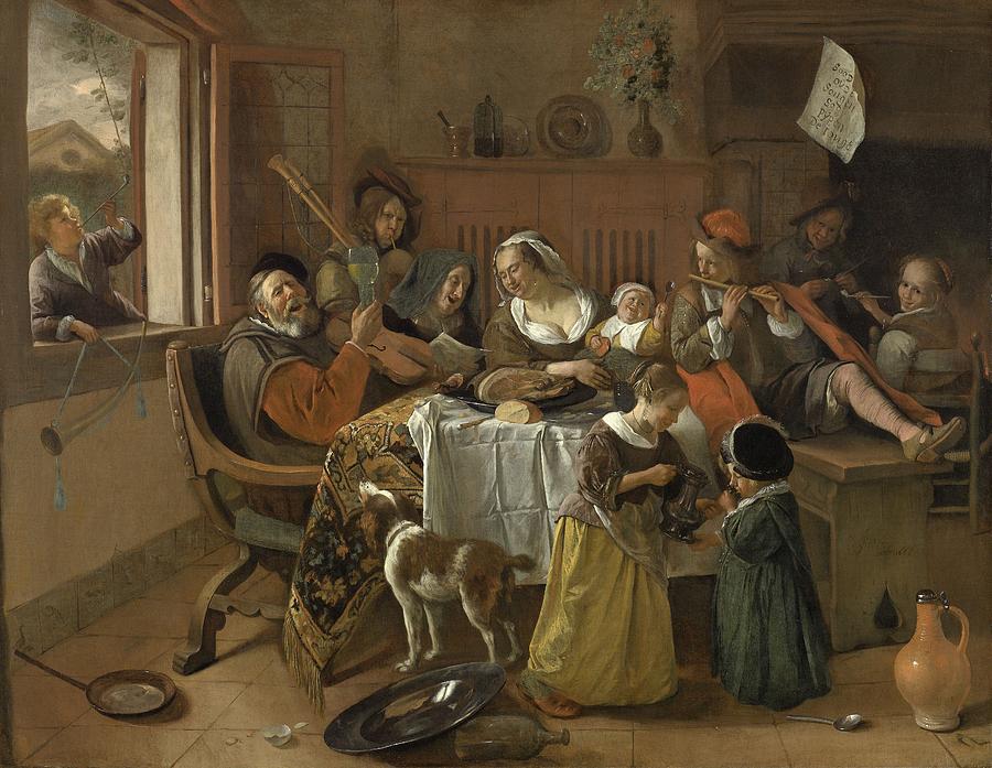 The Merry Family,1668 Painting by Vincent Monozlay