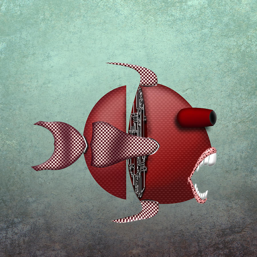 Fish Digital Art - The Metal Aquarium Giant Sea Bass Profile by Richard Shelton
