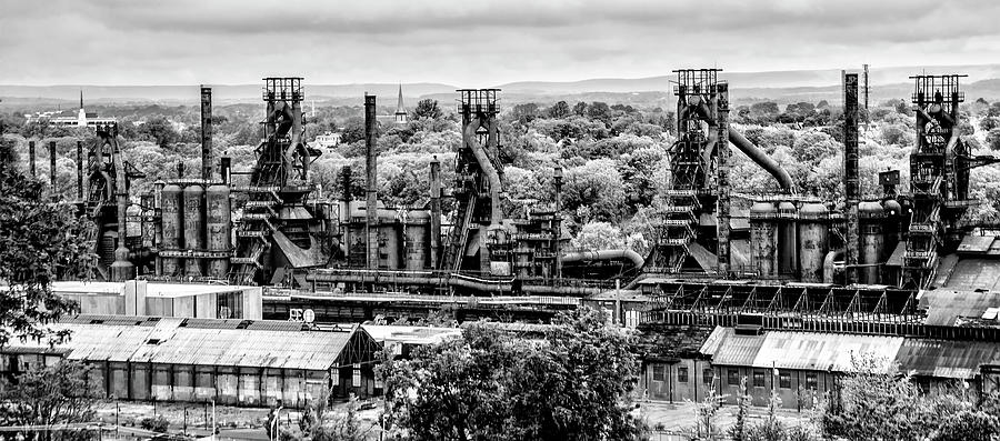 The Might Bethlehem Steel in Black and White Photograph by Bill Cannon