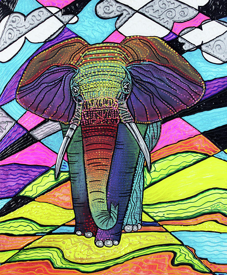 Abstract Painting - The Mighty Elephant by Laura Barbosa