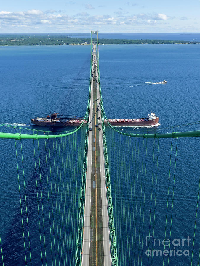 The Mighty Mackinac Bridge South Tower Pier 19 Photograph by Teresa A ...