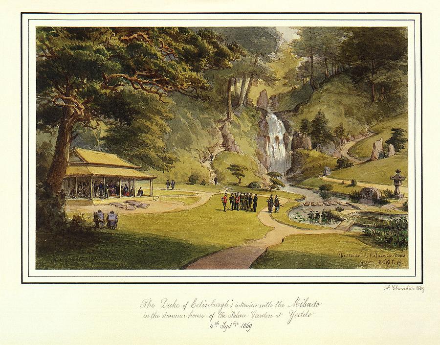 The Mikado Palace Gardens, Yedo, 1869, by Nicholas Chevalier. Painting by Celestial Images