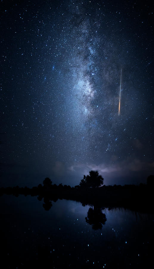 The Milky Way and the Meteor Photograph by Mark Andrew Thomas