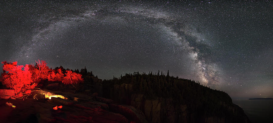 The MIlky Way Arch over a campifire atop the Chimney Photograph by Jakub Sisak
