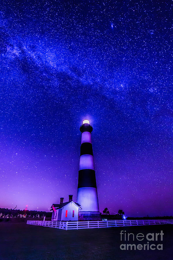 The Milky Way at Bodie Island Light House Photograph by Robert Loe