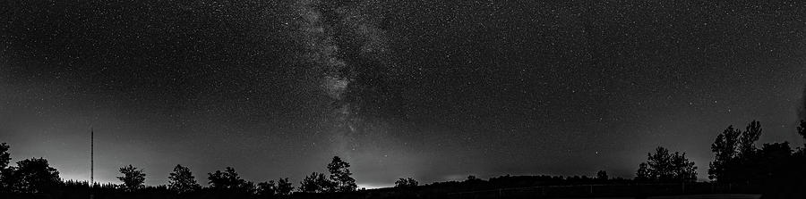 The Milky Way - Center Stage - 180 Panorama bw Photograph by Steve Harrington