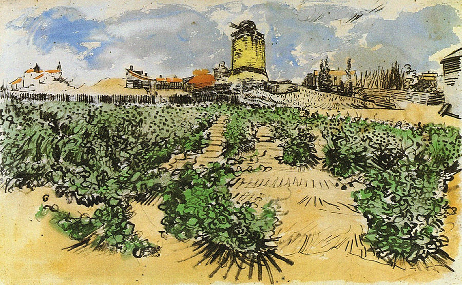 Architecture Painting - The Mill of Alphonse Daudet at Fontevieille, 1888 by Vincent Van Gogh