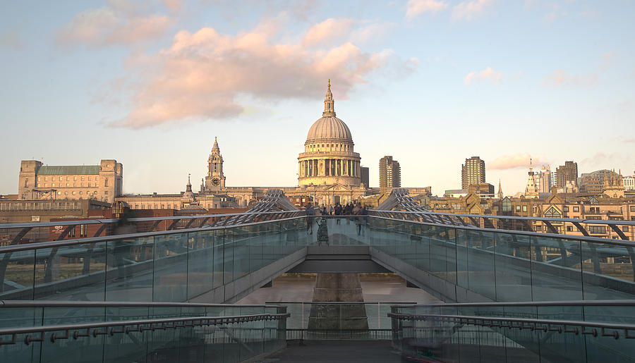 The Millennium Bridge and Saint Paul Cathedral in London Photograph by Michalakis Ppalis