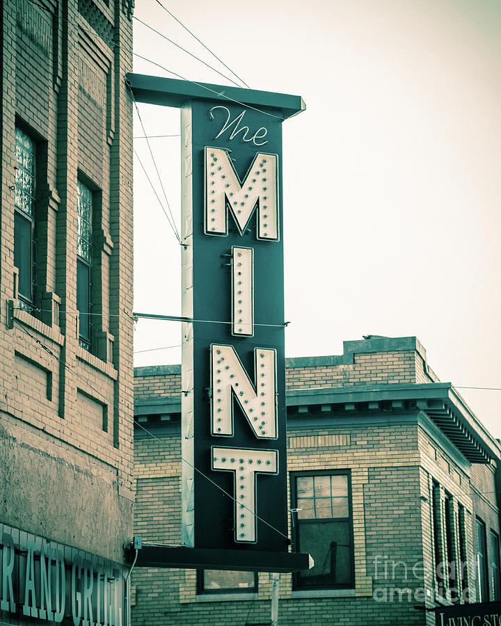 Vintage Photograph - The Mint Classic Neon Sign Livingston Montana by Edward Fielding