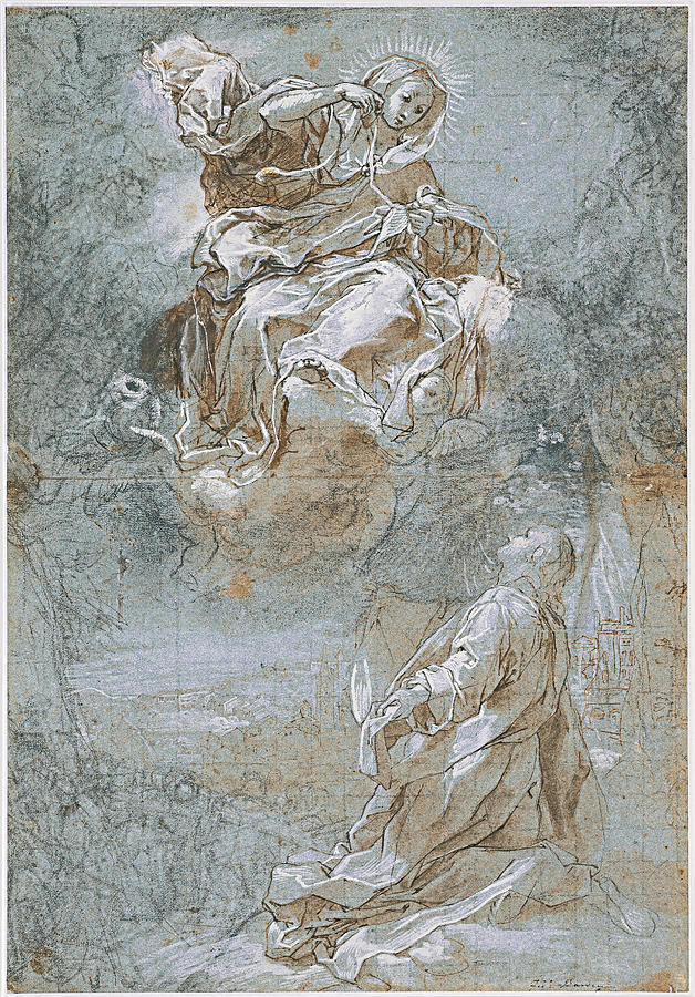 Federico Barocci Drawing - The Miracle of the Sacred Belt by Federico Barocci