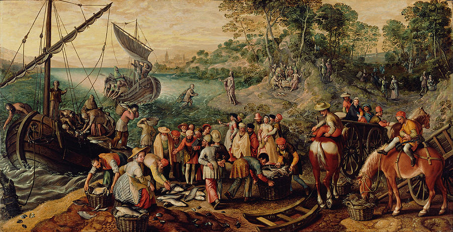 The Miraculous Draught of Fishes Painting by Joachim Beuckelaer