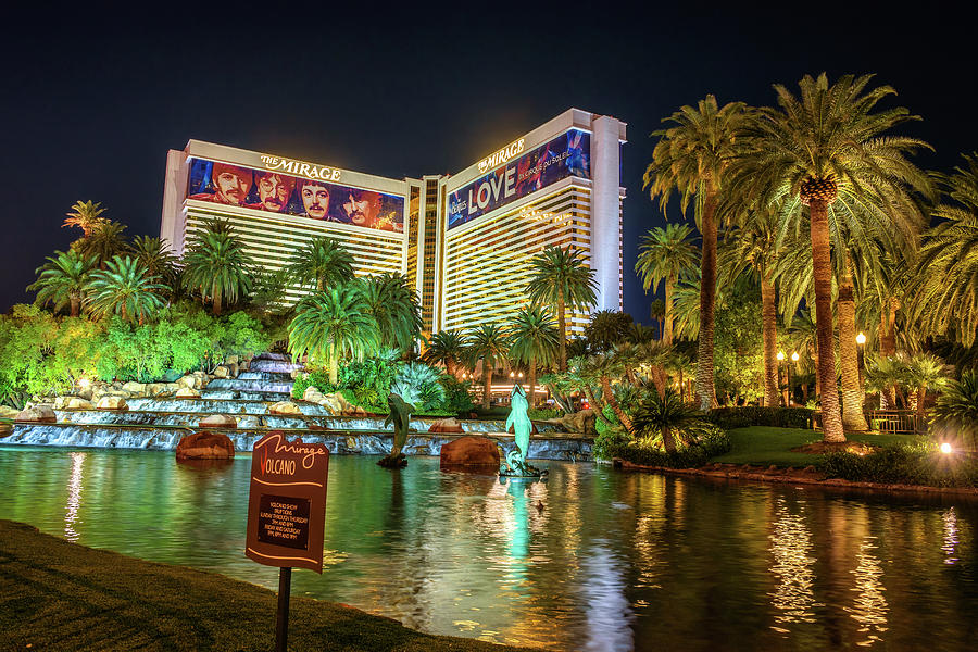 The Mirage hotel at night in Las Vegas Photograph by Miroslav Liska ...