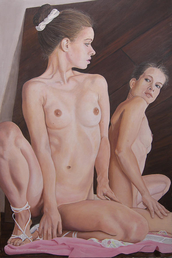 Nude Painting - The Mirror by Kenneth Kelsoe