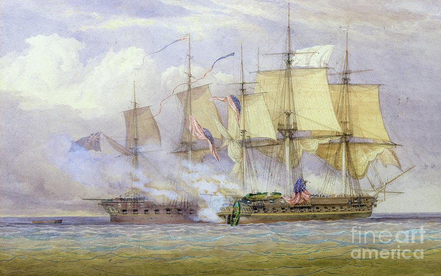 The Moment of Victory between HMS Shannon and the American Ship Chesapeake on 1st June 1813 Painting by John Christian Schetky