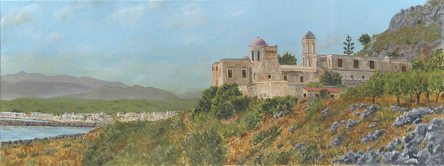 The Monastery of Gonia Kolymbari Crete Painting by David Capon The Monastery of Gonia Kolymbari Crete Painting by David Capon